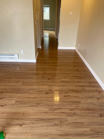 Freshly cleaned hardwood floor
